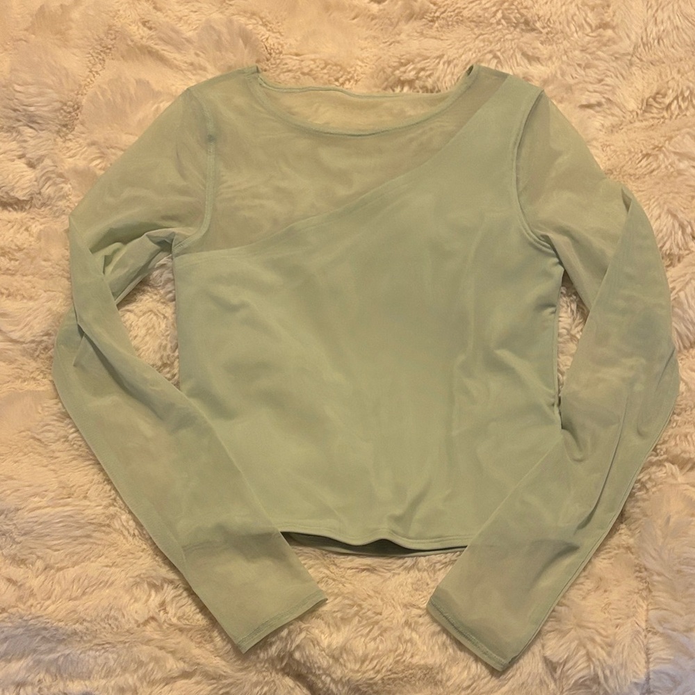 Abercrombie Sheer Long-Sleeve Mint Green Top